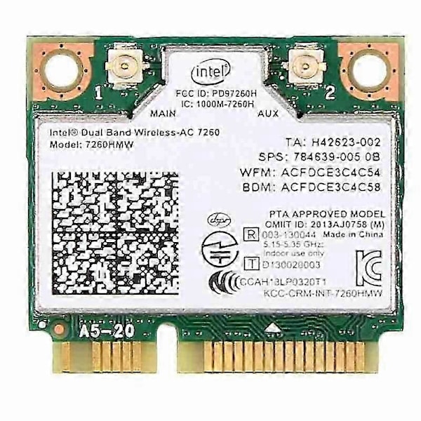 Intel 7260 AC 7260HMW 867 Mbit / s 5G Trådløs Wifi