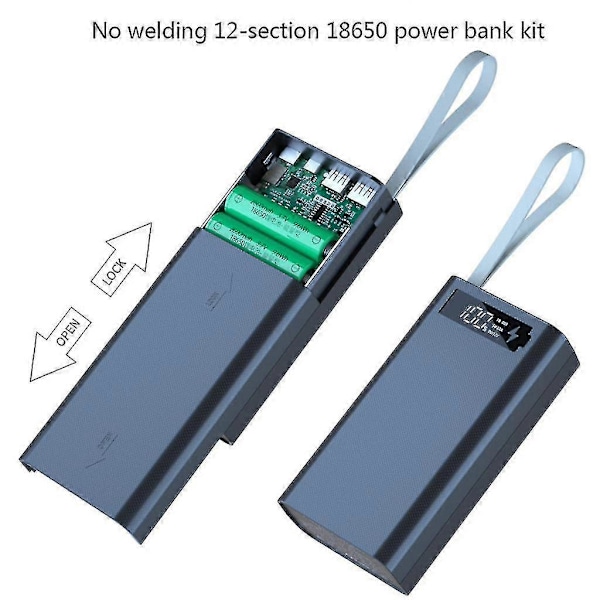 Irrotettava 12-paikkainen Power Bank -pidike kotelolle DIY-käyttöön kuorelle 18650 Dual Usb -akku