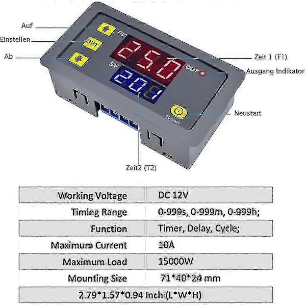 12V Tidrelä 12 Volt Timer Relä Utomhus 10A Digital Tail-off Relä Justerbar Present