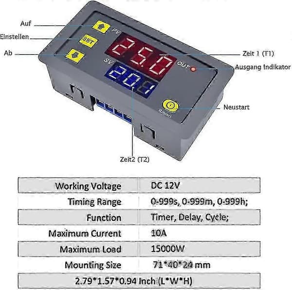 12v Tidsrelæ 12 Volt Timer Relæ Udendørs 10a Digitalt Sluk-relæ Justerbar Gave