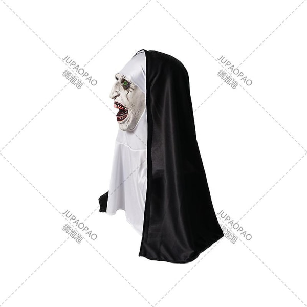 2023The Nun Horror Mask Cosplay Pelottavat lateksinaamarit päähuivilla koko kasvokypärä Halloween-juhlien rekvisiitta Halloween-sisustus style2