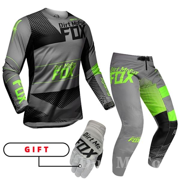 2022 Dirt MoFox MTB Jersey-housut Varusteet MX Combo Moottoripyörä Asuste Motocross Kilpailu Enduro Puku Miehet Off-road Moto Hanskat Sarjat Gray MJersey 32 pants