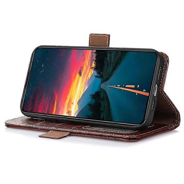 Yhteensopiva Motorola Moto G72 4G RFID -puhelinkuori, strutsimainen kuvio, kokonaisvaltainen suojaus, aitoa lehmännahkaa, jalustallinen lompakko Espresso