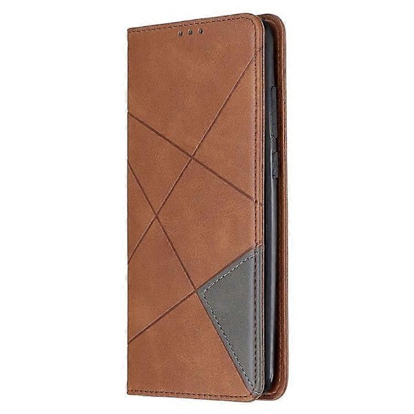 Geometrisk Mønster Stativ Lær Kortholder Deksel Kompatibel Med Xiaomi Redmi Note 8 Pro Brown