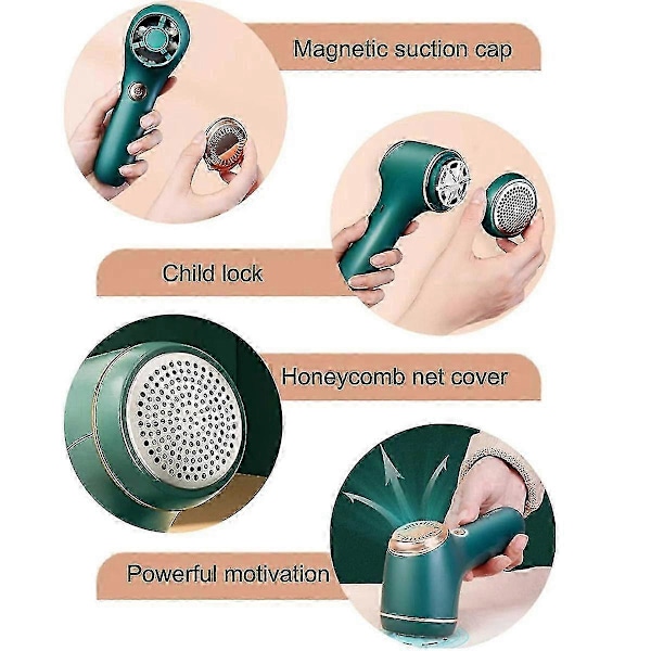 Genopladelig fnugfjerner, sweater shaver til tøj og møbler adapter eller sweater shaver der fjerner fleece fnug -C