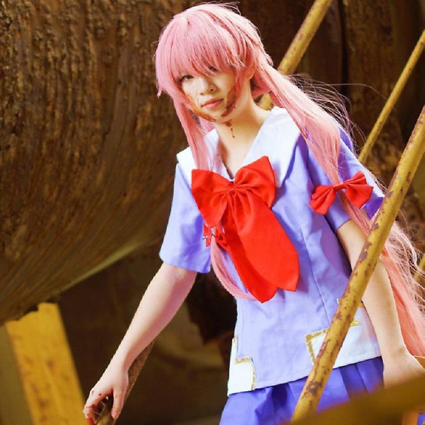 Naisten/tyttöjen tulevaisuuden päiväkirja Yuno Gasai Cosplay-asu Mirai Nikki Top hame Uniform mekkoasu Costume S