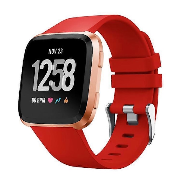 Silikoninen älykellon ranneke [Suuri koko] Yhteensopiva Fitbit Versa Lite/Versa/Versa 2 -kellojen kanssa Red
