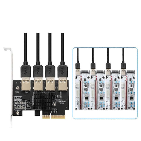 PCIE-omformer PCI-Express 1 til 4 adapterkort USB 3.0-adapter multiplikatorkort