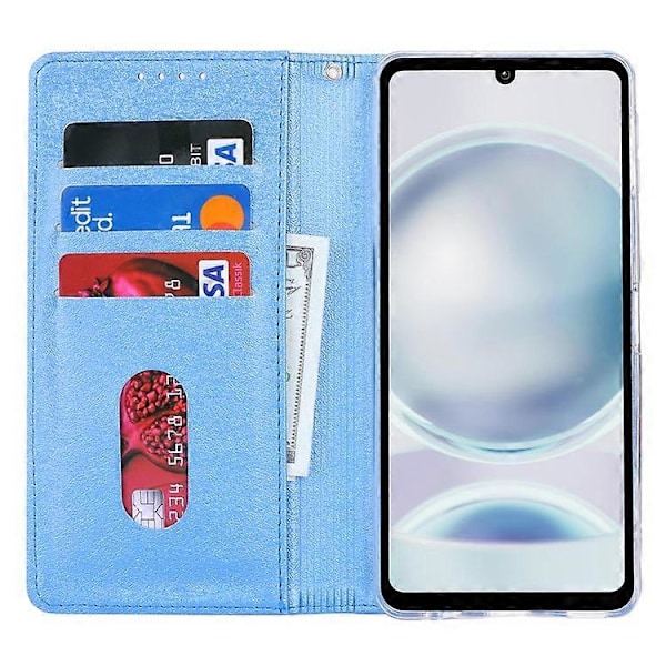 Kompatibel til Sharp Aquos Sense 8 Wallet Case Silke Tekstur Læder Flip Beskyttende Telefon Cover Blue
