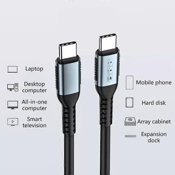 Höghastighetskabel USB3.2 Gen2 USB C PD60W Snabbladdning 5A 4K@60Hz Datakabel