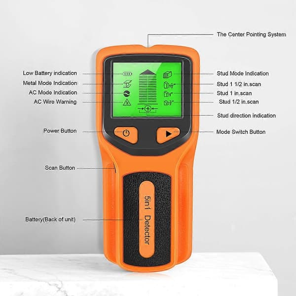 Søgbart Vægscanner 5 i 1 Søgbart Detektor med LCD-display Søgbart Sensor Beam