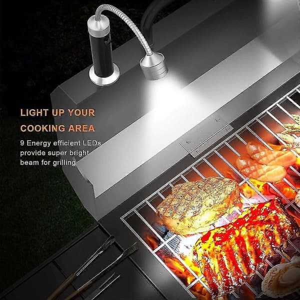 2 stk. Grilllys, Magnetisk Grillygte, 9 LED'er Grillys Sæt