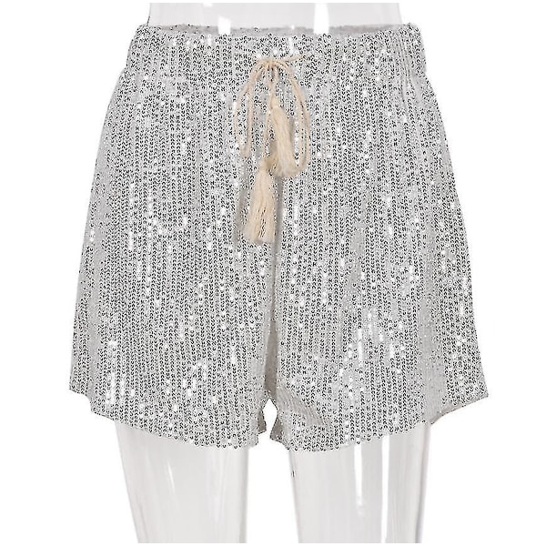 Dam Högmidjade Shorts Casual Paljettglitterbyxor