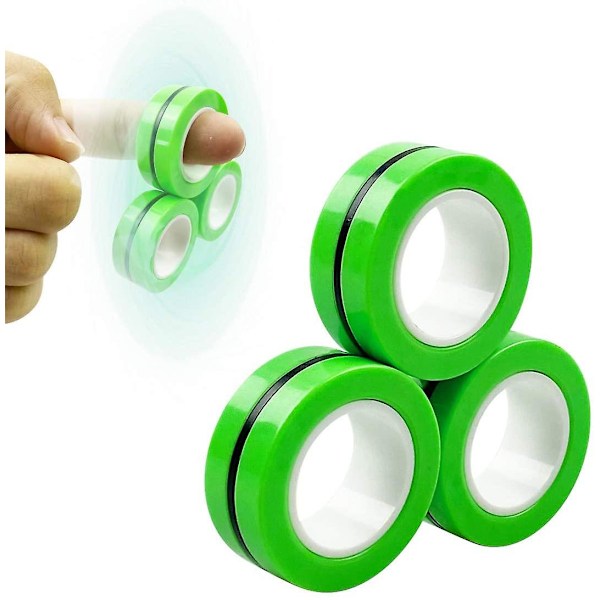 Magnetiska Ringar Finger Fidget Leksaker Magisk Ring För Män Kvinnor Tonåringar Barn Pojkar Flickor Ångest Stress Relief Julstrumpa Fyllmedel Gåvor (grön)