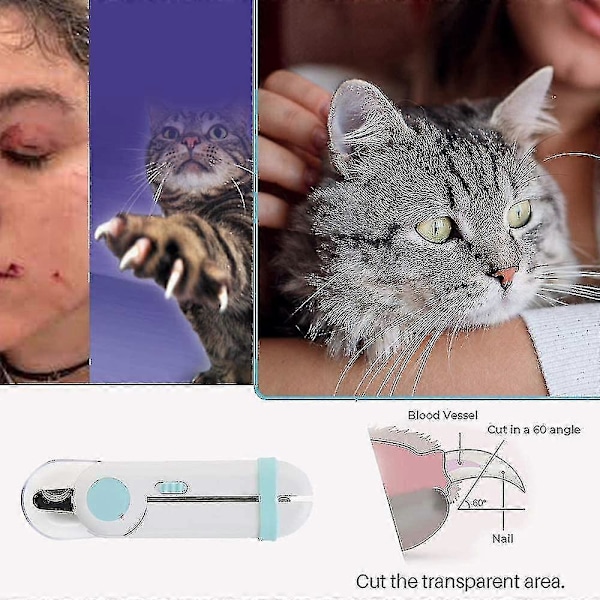 Hunde- og katteklørklippere og trimmere - Med LED-lys for å unngå å klippe for mye, gratis neglfil, knivskarpt blad - Profesjonelt pleieverktøy