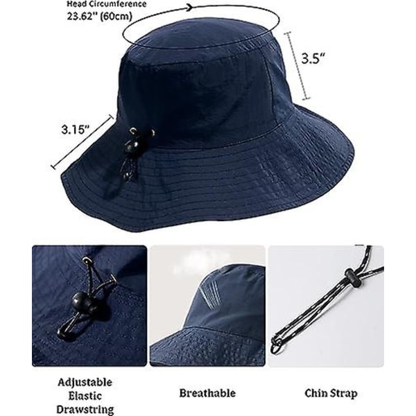 Vattentät Solhatt Upf 52+ Bucket Hat UV-skydd Packbar Brätte Boonie För Kvinnor Män Sommar Lätt Vandring Utomhuskeps