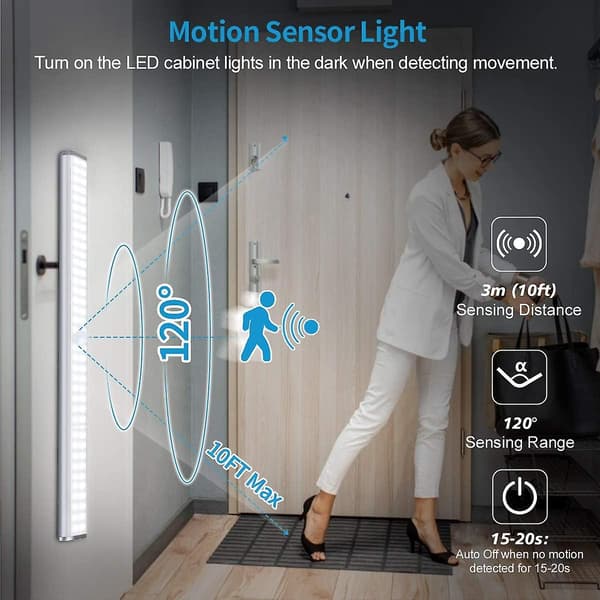 60 LED Skåplampor, Rörelsedetekterande Garderobsbelysning, LED-tejp (vit)