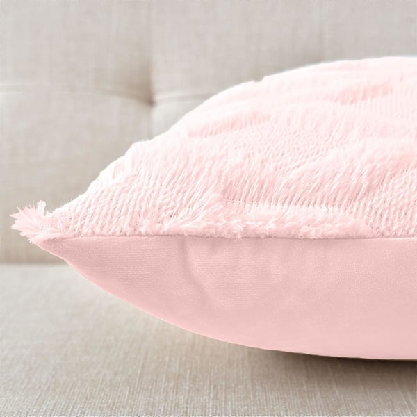 Kuddfodral 50x50 cm, Beige Dekorativt Boho Kuddfodral med Sammet Lyxigt Mjuk Plysch Kort Ull för Soffa Sovrum Bil, Set med