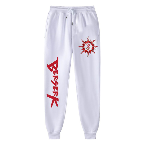 Anime-housut Berserk lenkkeilyhousut Naisten pitkät housut miesten casual housut Harajuku Streetwear lenkkeilyhousut Y2k miesten lenkkeilyhousut pitkät housut white1 L