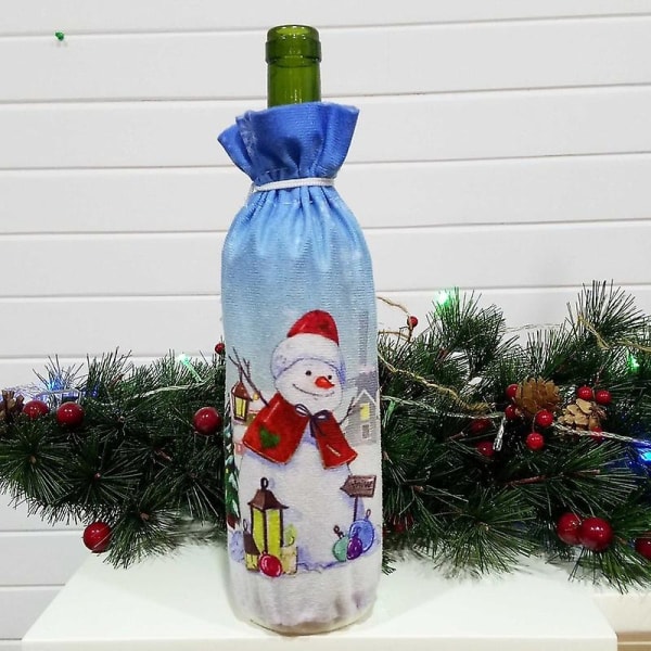 1st Creative Christmas Vinflaska Set Cover Ornament Juldekoration För Hem Xmas Navidad Deco Noel Nyårspresent 2022 Snowman2 Style8