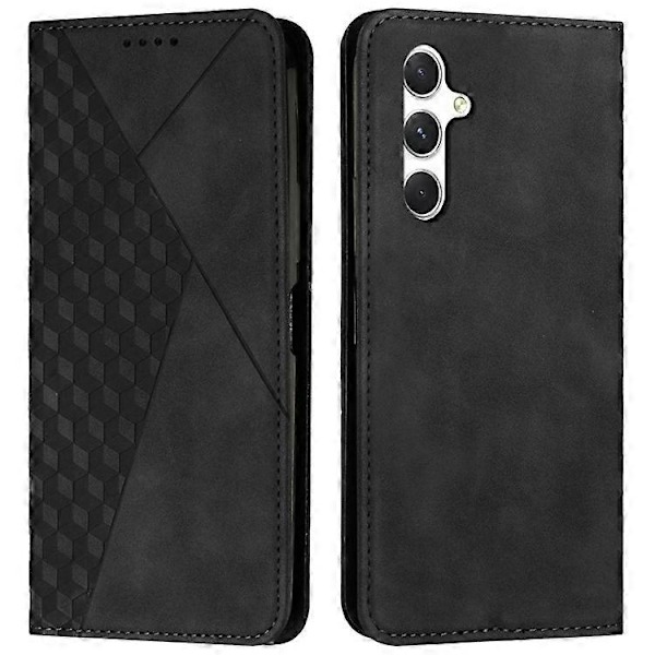 Kompatibel til Samsung Galaxy A36 5G Telefon Cover Præget PU Læder Wallet Stand Case Black