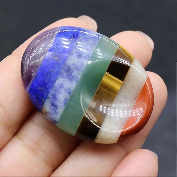 7 Chakra Tumsten för Ångestlindring, Stressreducering, Meditation, Kristallterapi, Ädelstensläkning Cr-haoyi