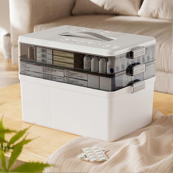 Multifunktionel universalorganiser til familiemedicin, til kontorbrug White