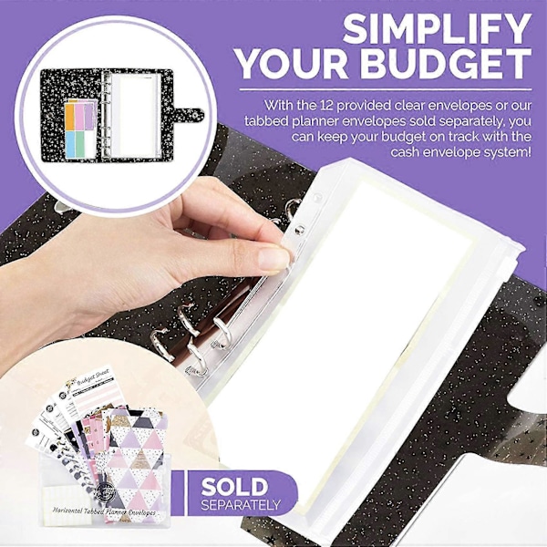 Star A6 Binder Lomme, Til Budgettering, Binder Lomme Kontant Kuvertpung, Budgetplanlægnings Notesblok