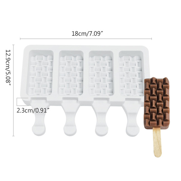 4-rums vævede ispindeform Non-stick silikone isforme Hjemmelavet DIY