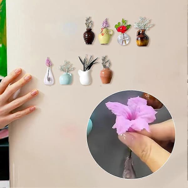 Roliga Mini Växtmagneter Mini Vas Handmålade Keramiska Kylskåpsmagneter Set för Vardagsrum Kontor