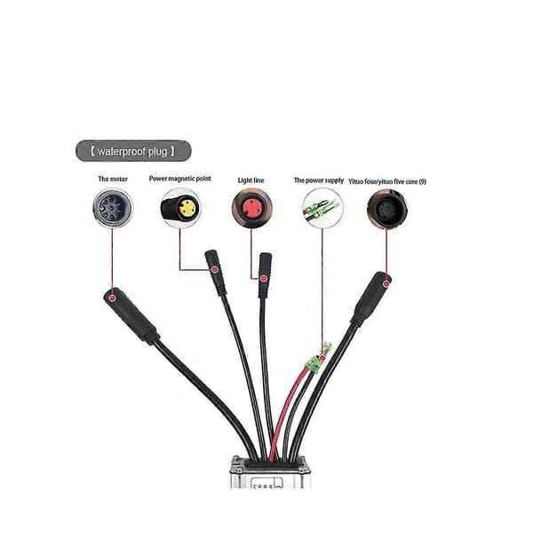E-cykel controller 36V / 48V 9 rør 15A vandtæt stik controller til 36V / 48V 250W børsteløs