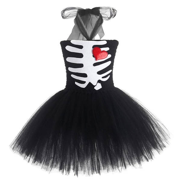 Funny Bones -asu taaperoille, lapsille 2023 noitaasu tytöille Purim Söpö pääkalloasu Halloween Cosplay -juhlamekko a2 XL(140)