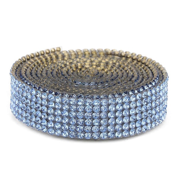 1m Strass Kristall Glas Mesh Band Stryk På Applikation Bröllopsklänning Skor Trim (Blå)