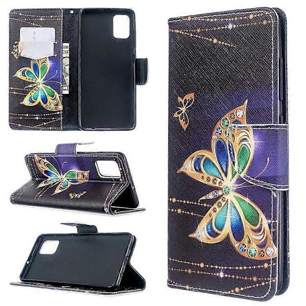 Mönstertryckt Plånbok Läder Flip Fodral Kompatibelt För Samsung Galaxy A51 Gold