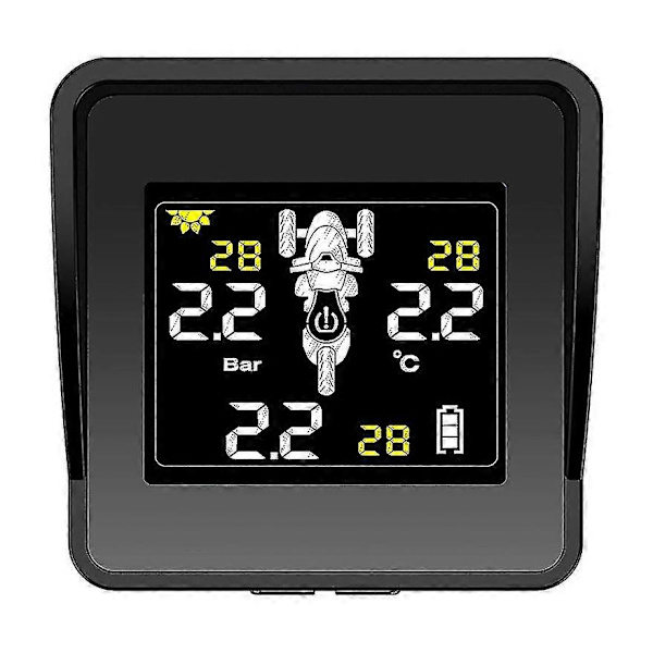 Solar Trådlöst Däcktrycksövervakningssystem Motorcykel TPMS Däcktrycksmätare LCD-skärm 3 E