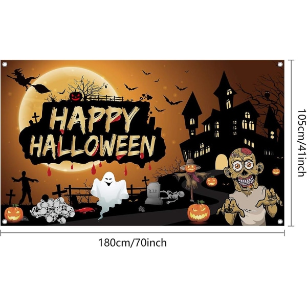 Halloween-banneri erittäin suuri kangas 70 x 41 tuumaa Halloween-taustabanneri Kurpitsa pelottava seinäkoristelu Halloween-koristeisiin