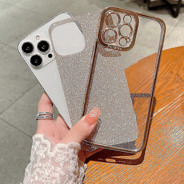 Kompatibelt med iPhone 13 Pro Max Glitter Plätering Skal, Lyxigt Bling Glittrigt Skinande Klart Skal för iPhone 13 Pro Max 6.7\" Kameraskydd Mjuk TPU Sh