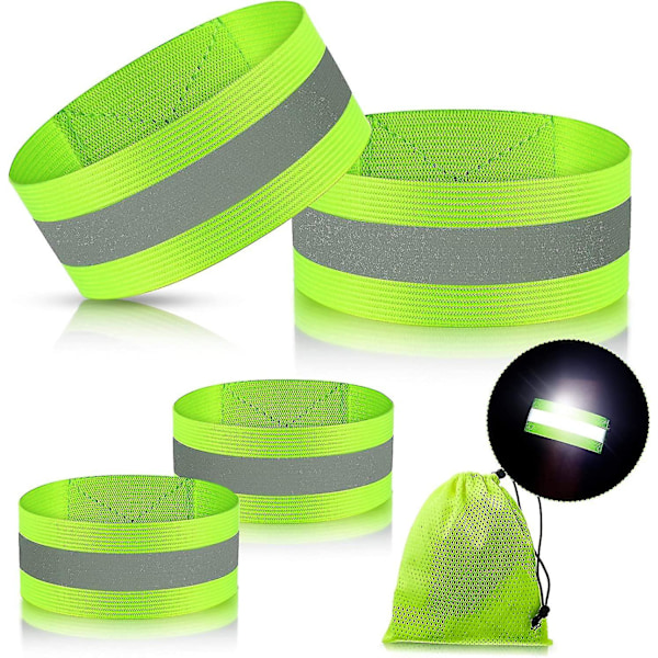 4 Stykker Refleksbånd Høy Synlighet Refleksbånd Refleksstropper Tape Armbånd Refleks Løpeutstyr For Kvinner Menn Løping Sykling Gåing