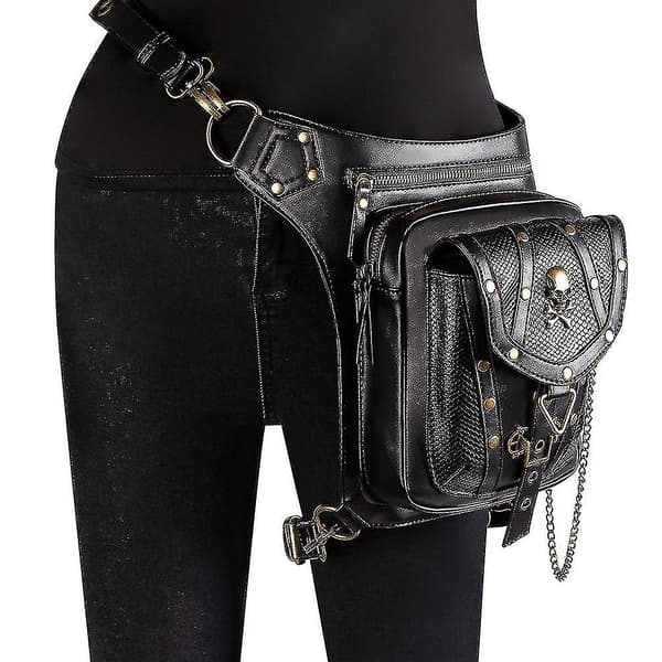 Steampunk Retro Dam Midjeväska, Utsökt Nitskulderväska Messenger Bag