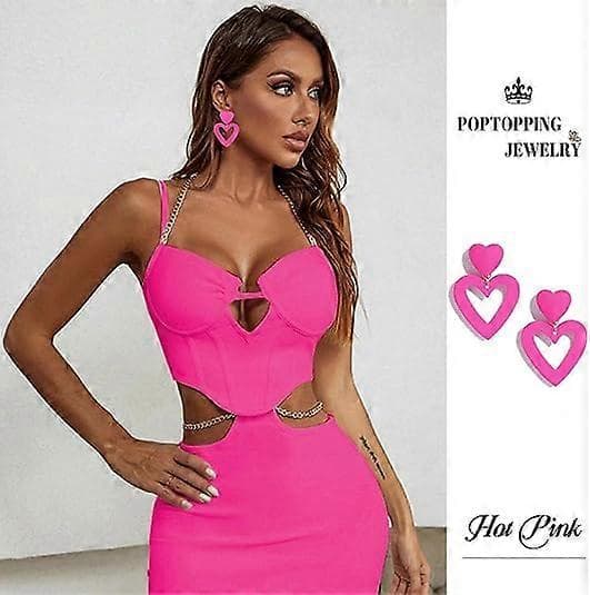 Pop Double Heart Øreringe Dingle Hjerte Drop Øreringe Til Kvinder Kærlighed Hjerte Dingle Øreringe Valentinsdag Mors Dag Gave