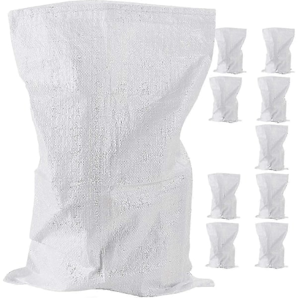 10-pack Vävda Avfallssäckar - Kraftiga Polypropylen Byggsäckar Starka Vita Säcker - Jumbo Industriella Förvaringssäckar
