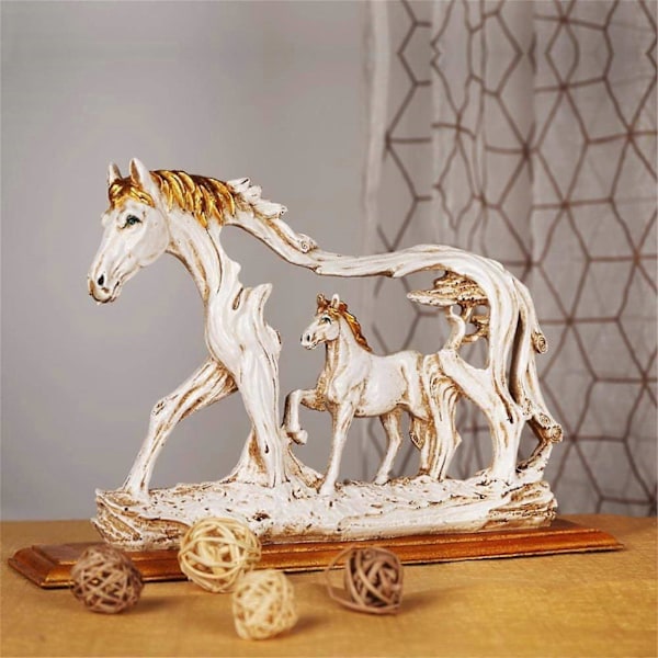 Skrivebordsfigur Delikat Håndverk Nydelig Kunstverk Mikrodekor Stående Galopperende Hest Resin Statue for Hjemmet