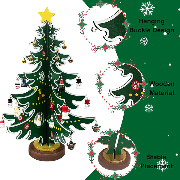 Adventskalender 2023 24 dagars julnedräkningskalender Träträd med prydnader Bordsskiva DIY Miniträd till jul Red