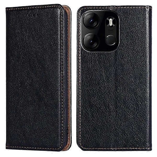 Kompatibelt för Tecno Spark Go 2023 4G PU Läder Ställ Plånboksfodral Magnetiskt Stötsäkert Telefonskal Black