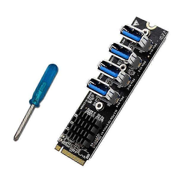 M.2 USB-adapter M.2 M-Key till 4-portars PCI-E X1 USB3.0 Grafisk förlängningskabel ASM1184 Mining-kort för
