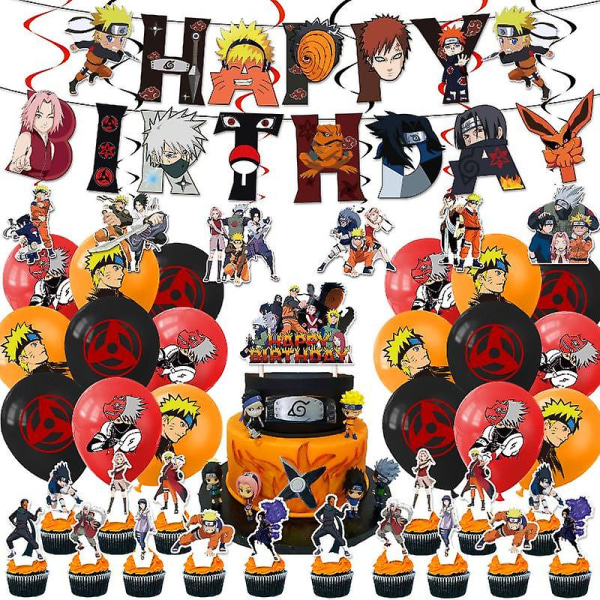 Naruto Kakashi -teema Syntymäpäiväjuhlien koristelu lapsille Lateksialumiinifolio Ilmapallo Kertakäyttöiset pöytäastiat Tapahtumatarvikkeet Tausta Patty Set B- 44pcs