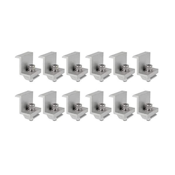 12 stk. Solcellemodulbeslag Endeklemme, Endeklemme, Sideklemme til PV Solcellemodul Tagmontering (