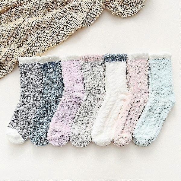 5 Par Dam Vinter Värme Mjuka Fluffiga Sängsockor För Vardaglig Värme Och Förtjockning