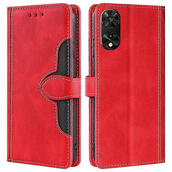 Kompatibelt för TCL 505 Fodral PU Läder Telefonskal Anti-Fall Skal med Ställfunktion Red