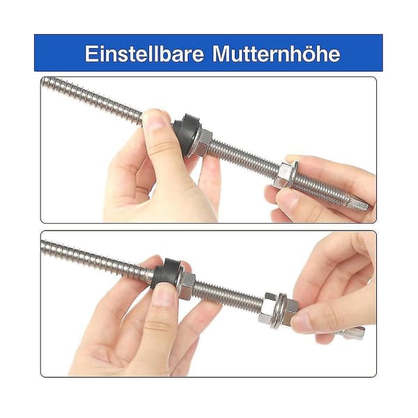 Hängbultar, M10 X 250 Mm, Förmonterade, V2a, Höjdjusterbara, För Solcellsmontering
